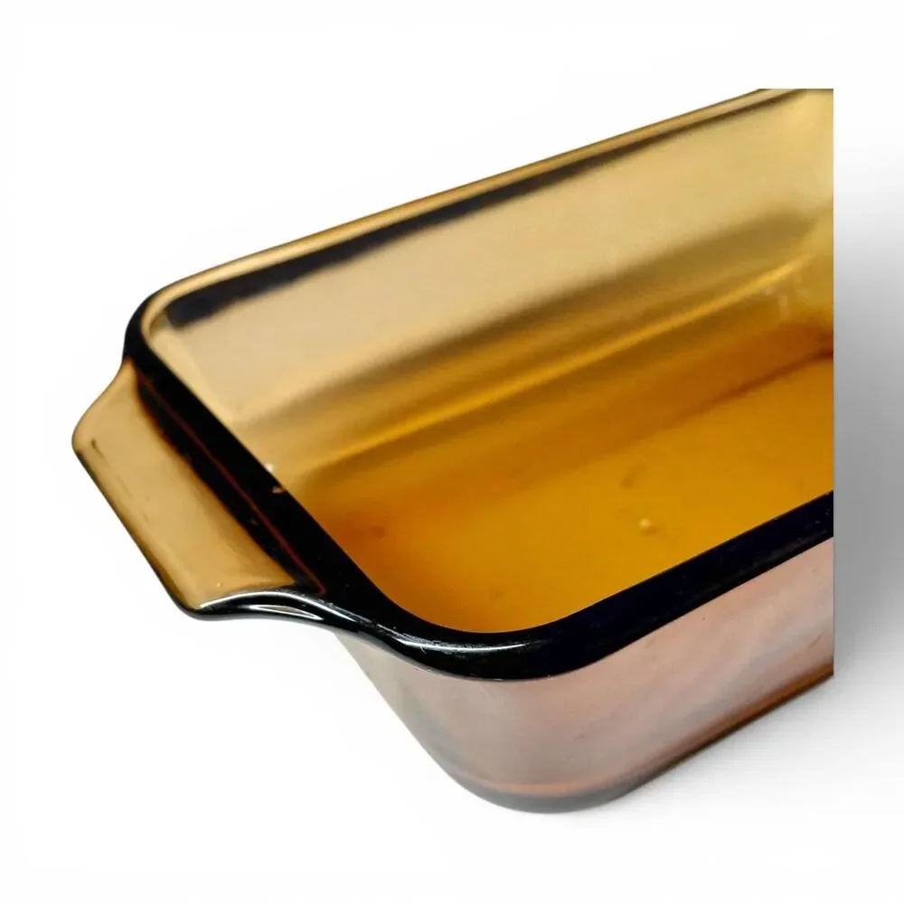 Vintage Fire-King Amber Glass Loaf Pan 441 Unmarked Center